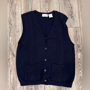 Vintage Navy Blue Tabi Button Up Sweater Vest size XL
